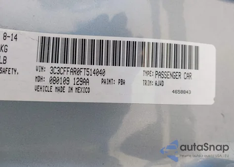 2015 Fiat 500 Pop from USA, damaged, VIN 3C3CFFAR0FT514040